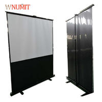55 Inch 16:9 Manual Roll Portable Standing Projector Screen Floor Up Projection Screen For Led Projector