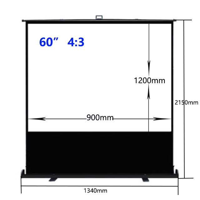 60 Inch 4:3 Portable Floor Up Projection Screen For Small Meeting Room
