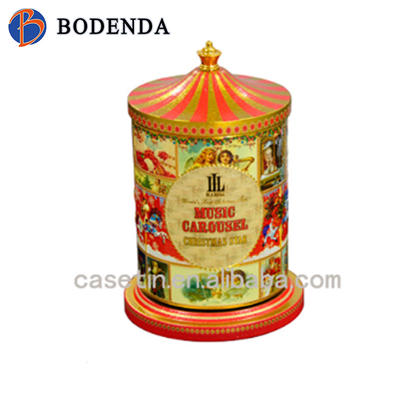 New released design of carousel music cookie tin