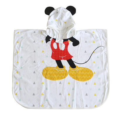 Customized design cartoon logo organic bamboo hooded poncho towel for baby
