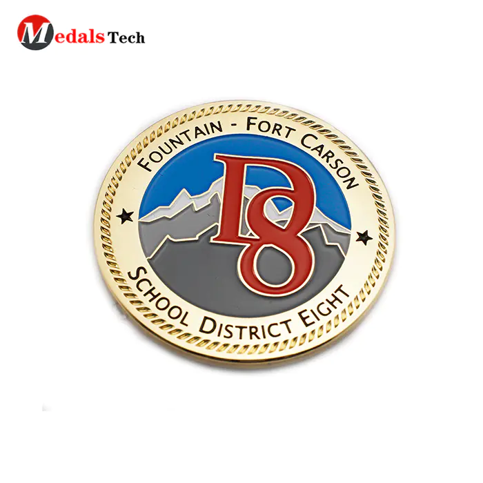 Factory price gold plating custom logo school challenge coins