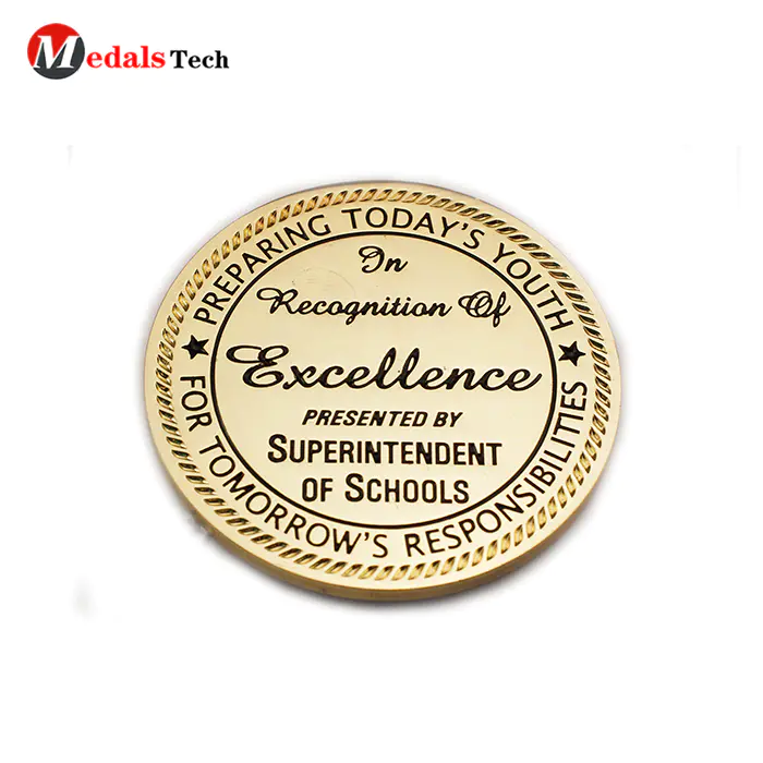 Factory price gold plating custom logo school challenge coins