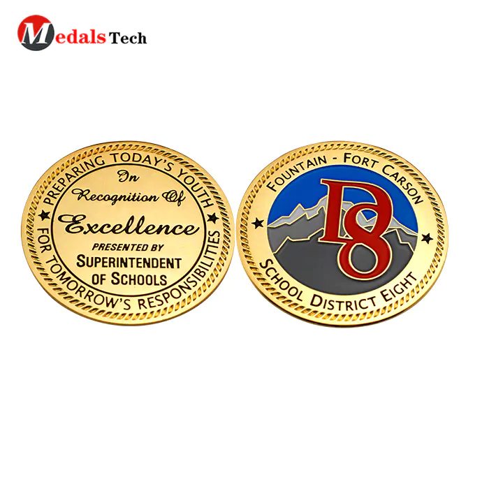 Factory price gold plating custom logo school challenge coins