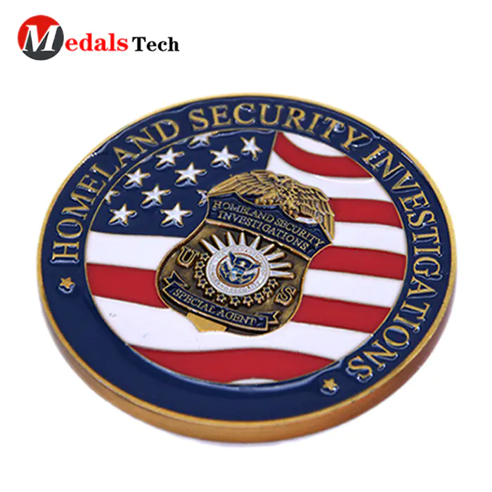 No minimum order color fillednational flag security challenge coins