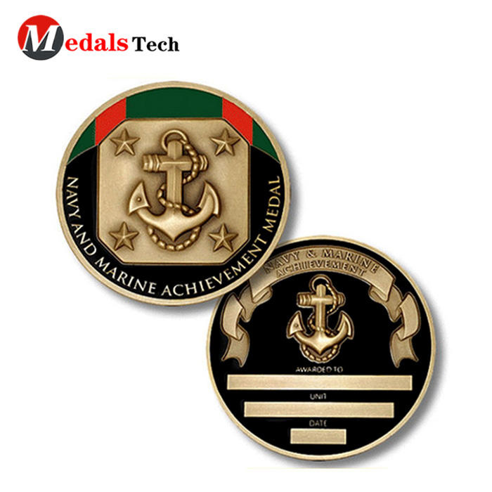 Top quality custom old gold engraved logo military challenge coins