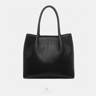 Leather Women Handbag Vintage Weave Shoulder Bags Lady High Quality Female Style Tote Bucket Bag