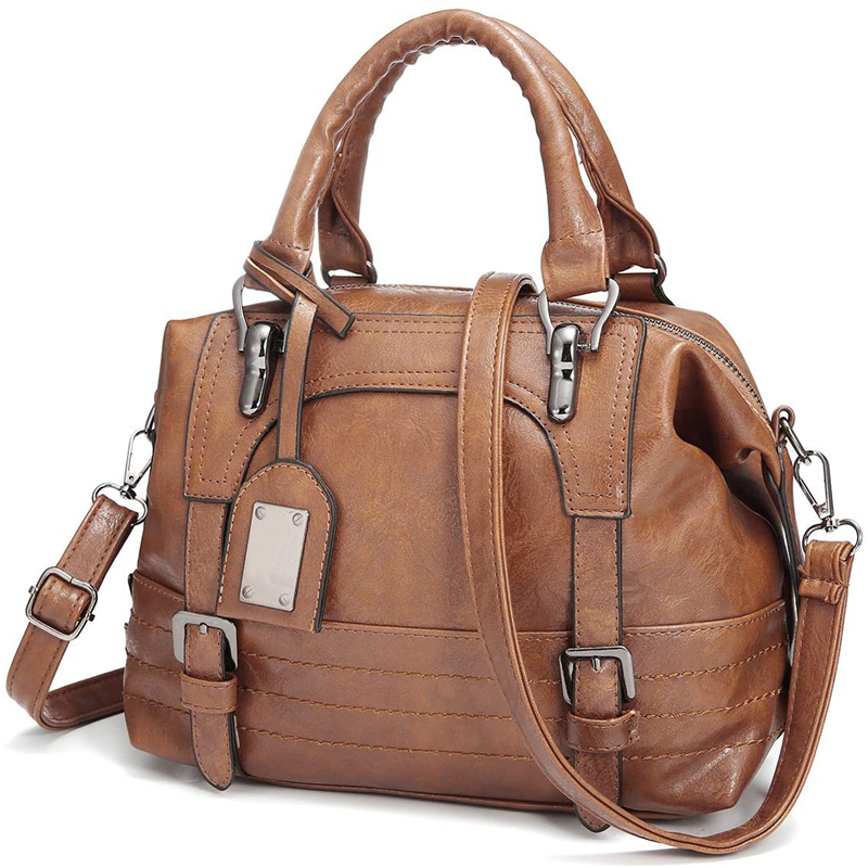 Woman's Handbag Retro Shoulder Bag in Oil Wax Leatherette Tote Shoulder Bag for Lady with Long Strap Class Bag Shoulder