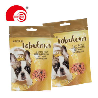 Custom Aluminum Foil Stand Up Dog Feed Packaging Pouch with Resealable Zipper Euro Hole