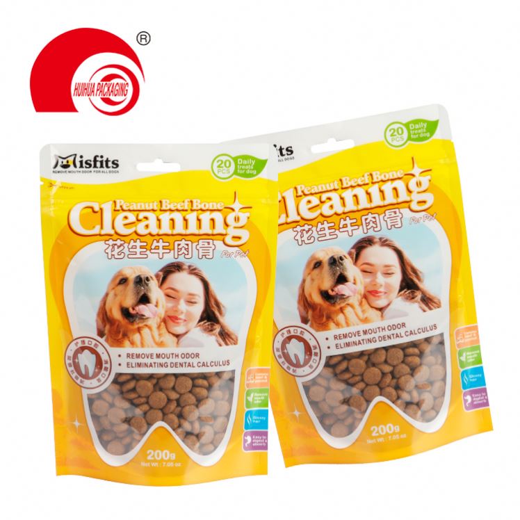 Custom printed stand up resealable aluminum foil laminated dry pet dog food packaging retort plastic bags
