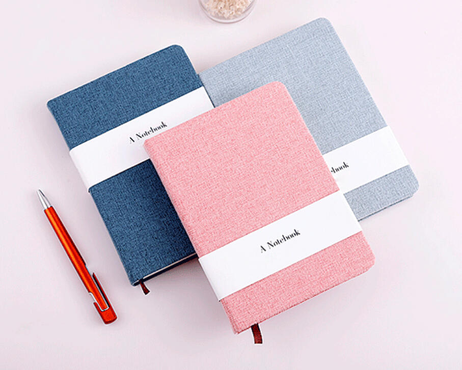 High Quality Premium Solid Color Fabric Cloth Cover Mix Inner Pages Notebook Office Notepad With Paper Tape