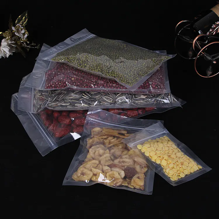 Wholesale Bean Food Storage Bag Heat Sealed Flat Transparent Plastic Packaging Bags