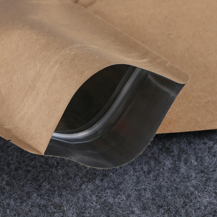 Zipper Kraft Aluminizing Pouch Flat Kraft Paper Bag With Resealable Zip ...