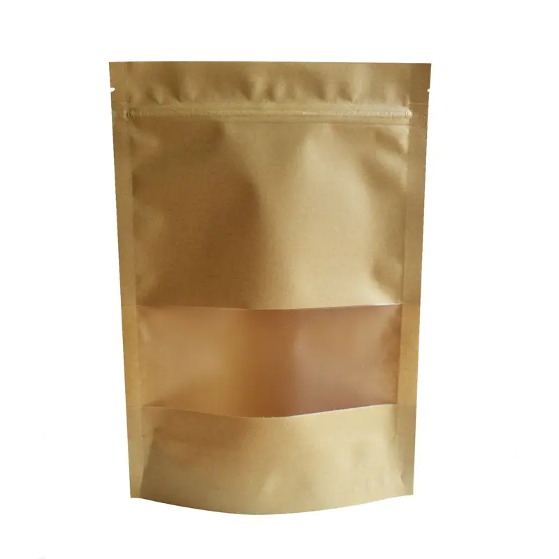 Wholesale Kraft Paper Stand Up Pouch Doypack Zip Lock Bag With Frosted Window