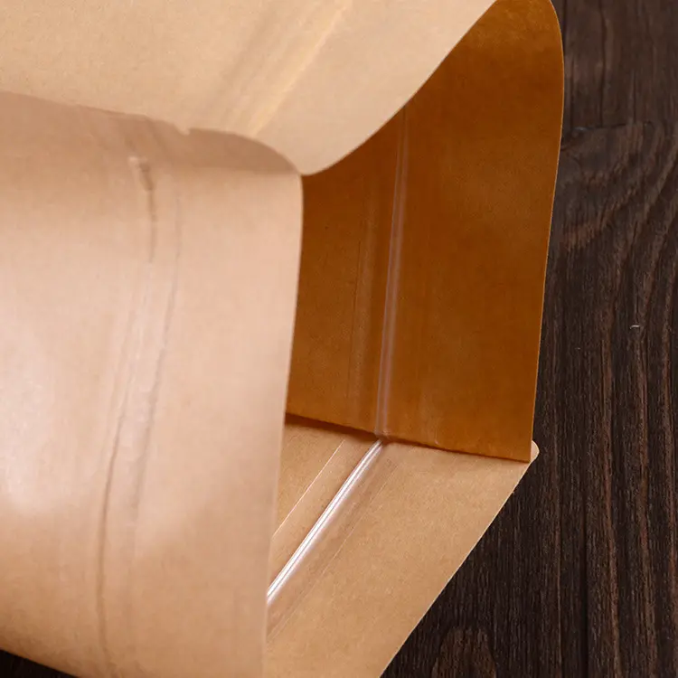 Wholesale Laminating Kraft Paper Stand Up PouchZip Lock Bag With Matte Window