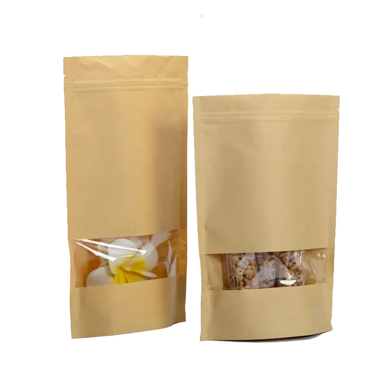 brown kraft paper bags stand up pouch with zipper