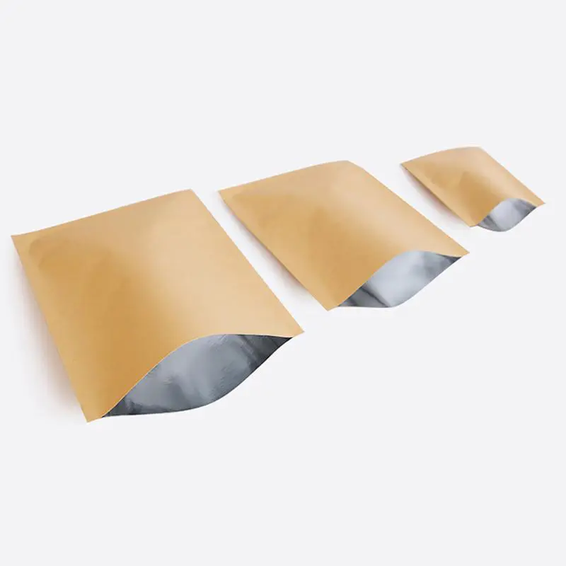 Wholesale Three-Sided Seal Bags Flat Snacks Tea Inner Aluminum Plating Kraft Seal Vacuum Bag