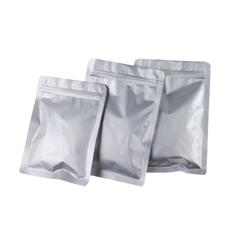 LOT Flat Aluminum Foil Silver Resealable Package Ziplock Valve Bag Food Pouch 