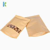 Doypack Zipper Kraft Stand up Coffee Bean Pouch with Window Reusable Sealing Food Storage Bags Zipper Top Accept