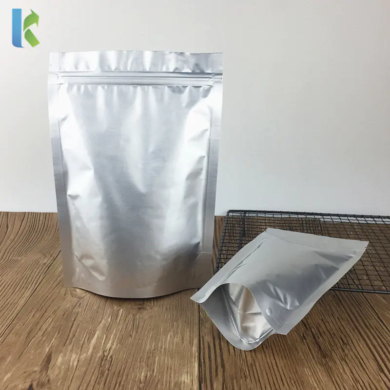Spot Self-Sealing Stand Up Pouch Plastic Ziplock Silver Aluminum Foil Bag For Food Storage Packaging