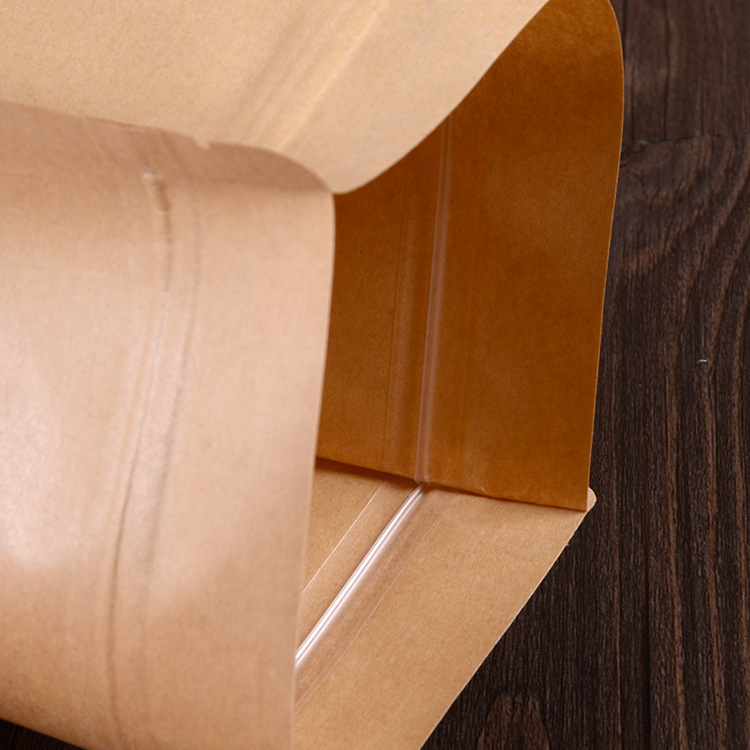Wholesale Food Packaging Kraft Paper Standup PouchZip Lock Bag With Frosted Window