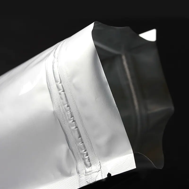 Spot Heat Seal Resealable Flat Silver Aluminum Foil Packaging Ziplock Bag With Tear Notch