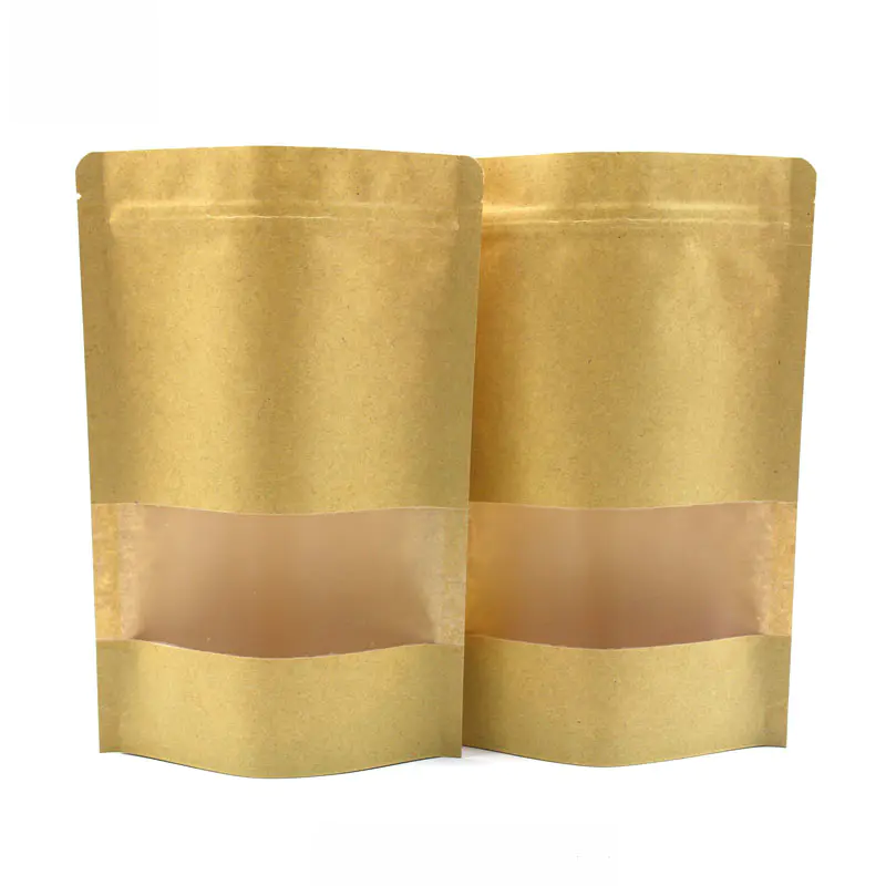 Wholesale Laminating Kraft Paper Standup PouchZip Lock Bag With Matte Window