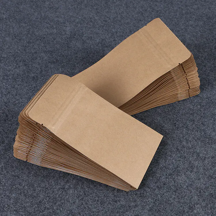 Zipper Kraft Aluminizing Pouch Flat Kraft Paper Bag With Resealable Zip Lock Grip Seal Food Grade Tea Coffee Packaging