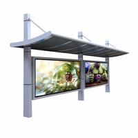 Outdoor Advertising Bus Stop Shelter Steel Structure Design With Light Box