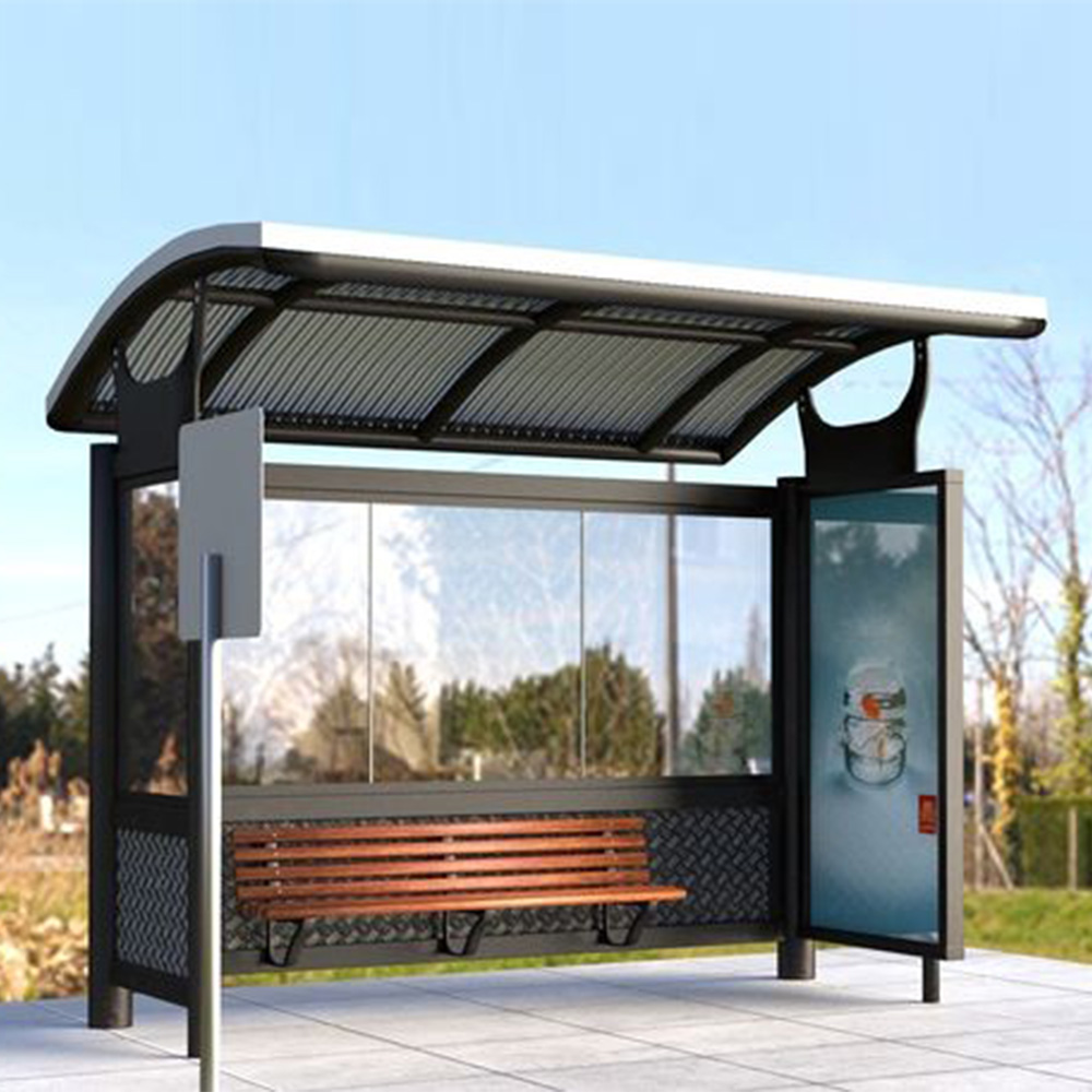 Modern advertising bus stop shelter