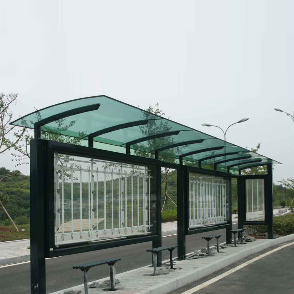 Stainless steel modern bus station shelter design