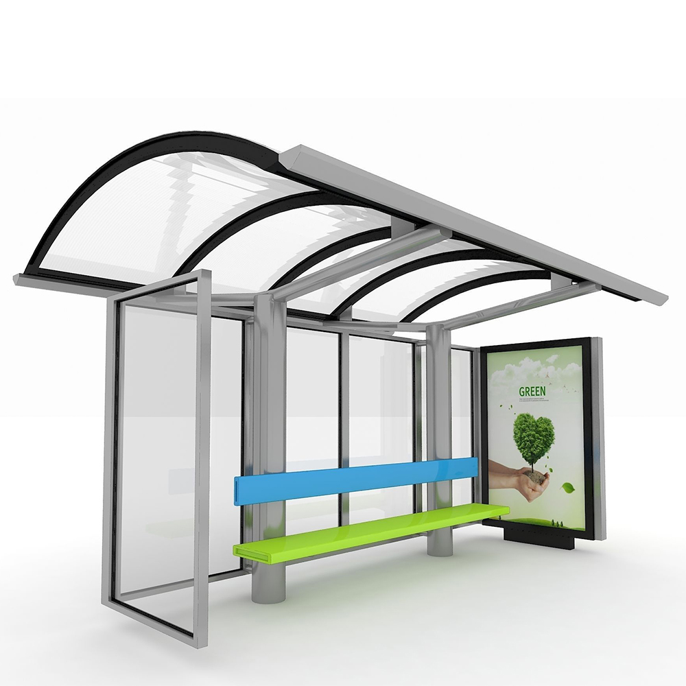 City Furniture Public Bus Shelter PC Plate Bus Stop Station With Beach