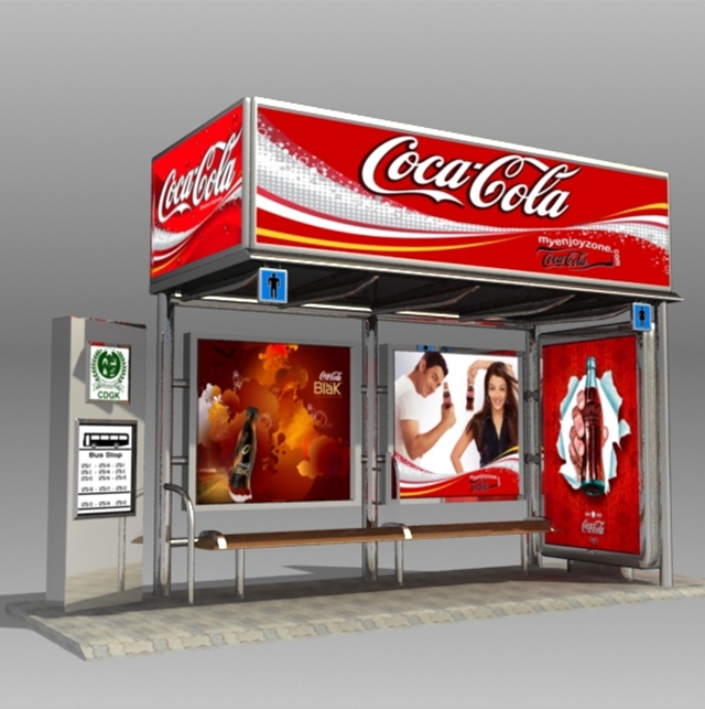 New Design Bus Shelter Stop with LED Display Advertising Billboard