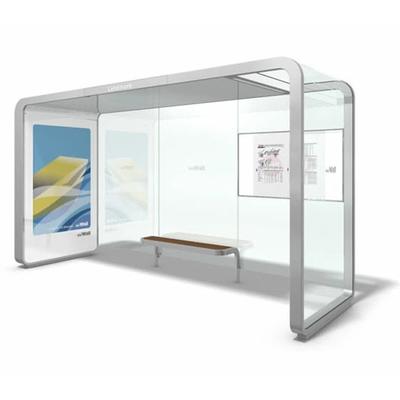 modern design city bus stop shelter Stainless steel Tempered glass bus station