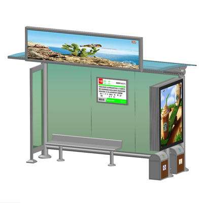 Metal Frame Advertising Lightbox with Stainless Steel Bus Shelter