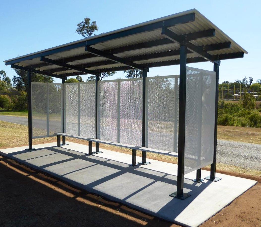 Metal Structure Bus Stop Shelter Station For Advertising