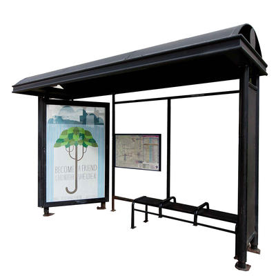 Outdoor Customized Galvanized Public Modern Advertising Bus Station Shelter