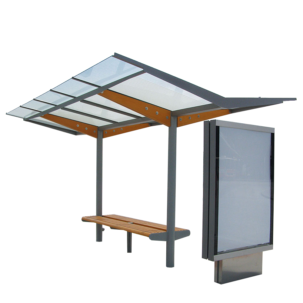 Popular Stainless Structure Bus Stop Shelter With LED digital light box Advertising display