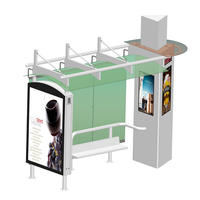 Outdoor public street advertising bus shelter with digital screen