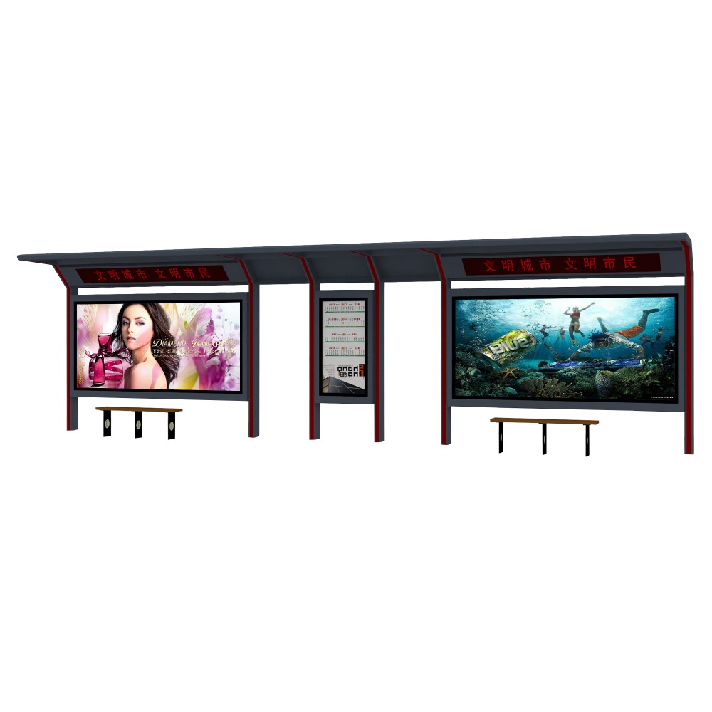 Modern design bus stop with led display light box