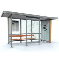 Bus stop Shelter Stainless Steel Support With Tempered Glass
