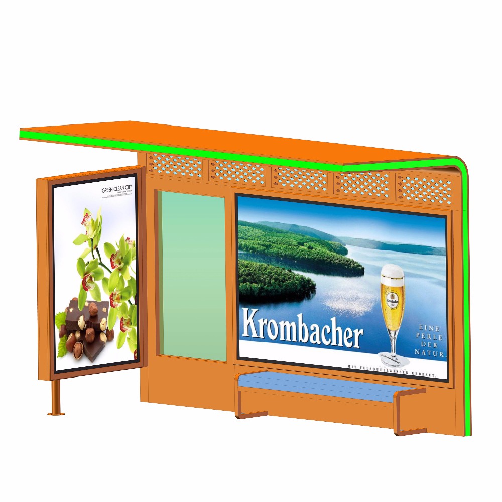 18years experience manufacturer bus stop shelter with advertising light box mupi