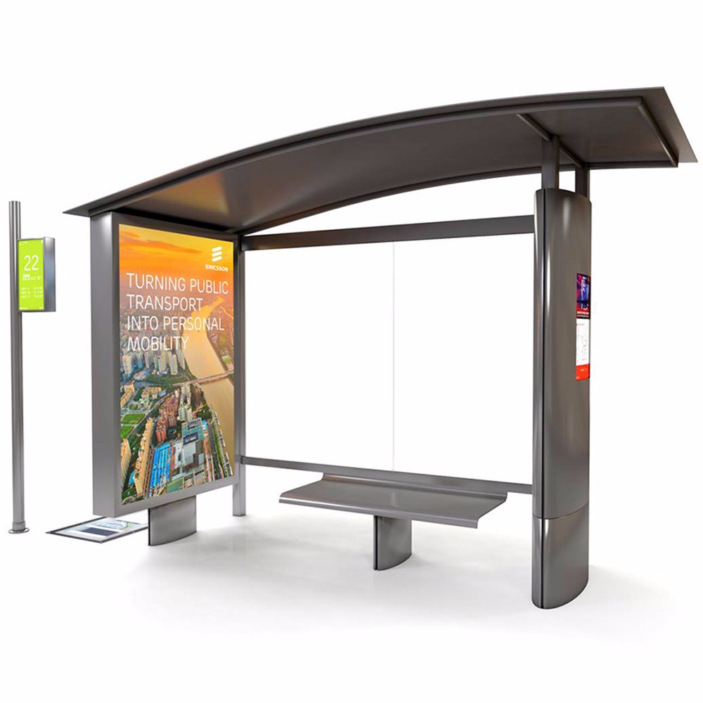 Advertising Display Metal Light Box Bus Station Shelter