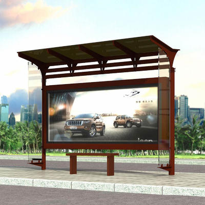 Modern metal bus station shelter design advertising bus stop