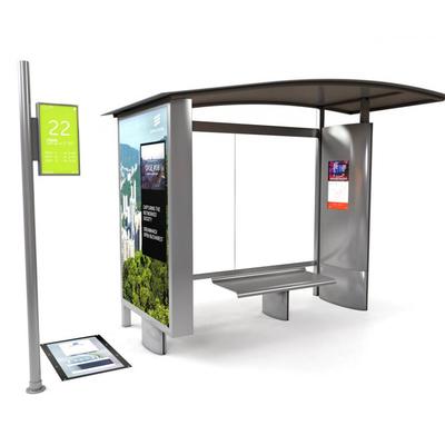 Modern Bus Stop Shelter Station with Waiting Chairs