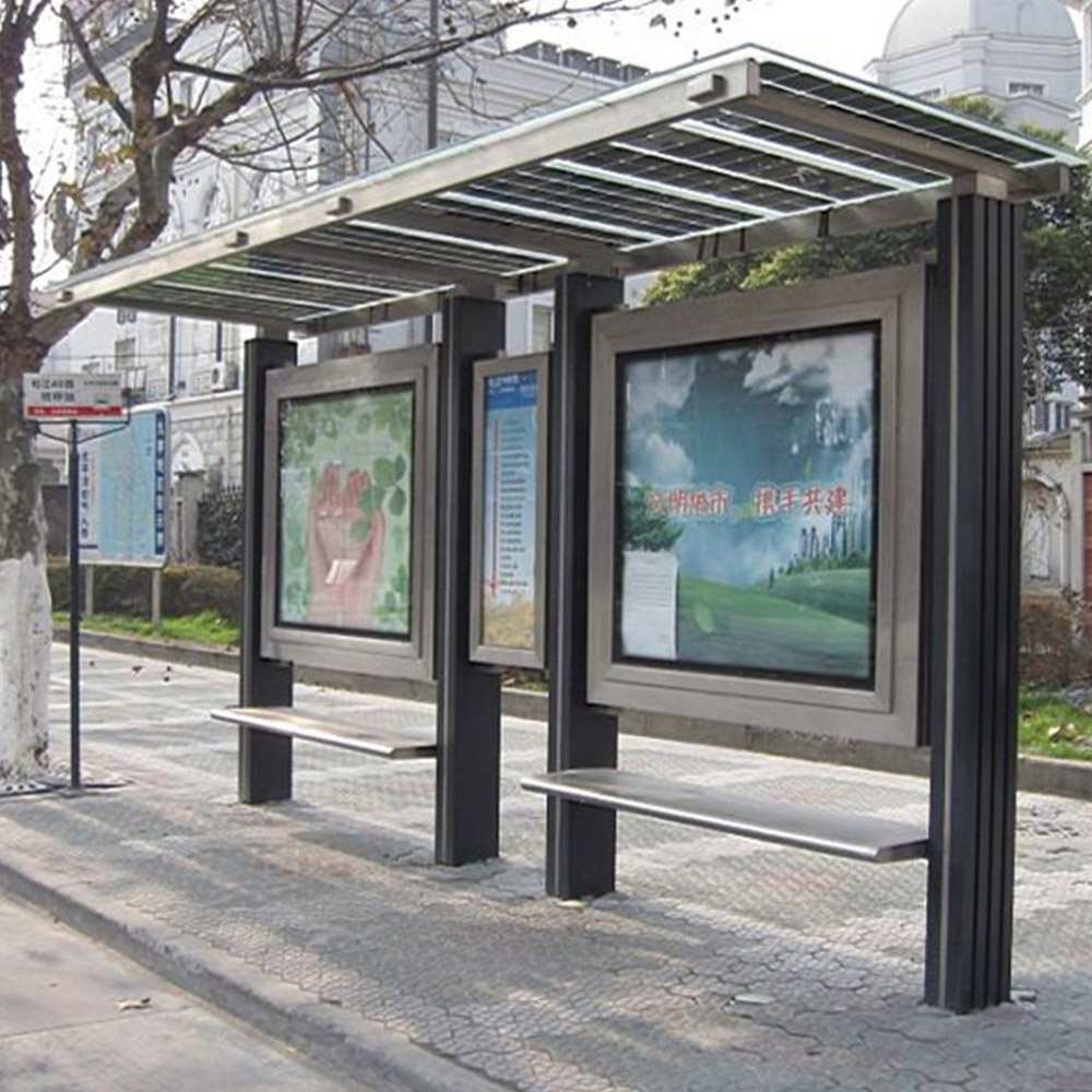 Customized bus shelter station with USB charger bus stop advertising bus stop