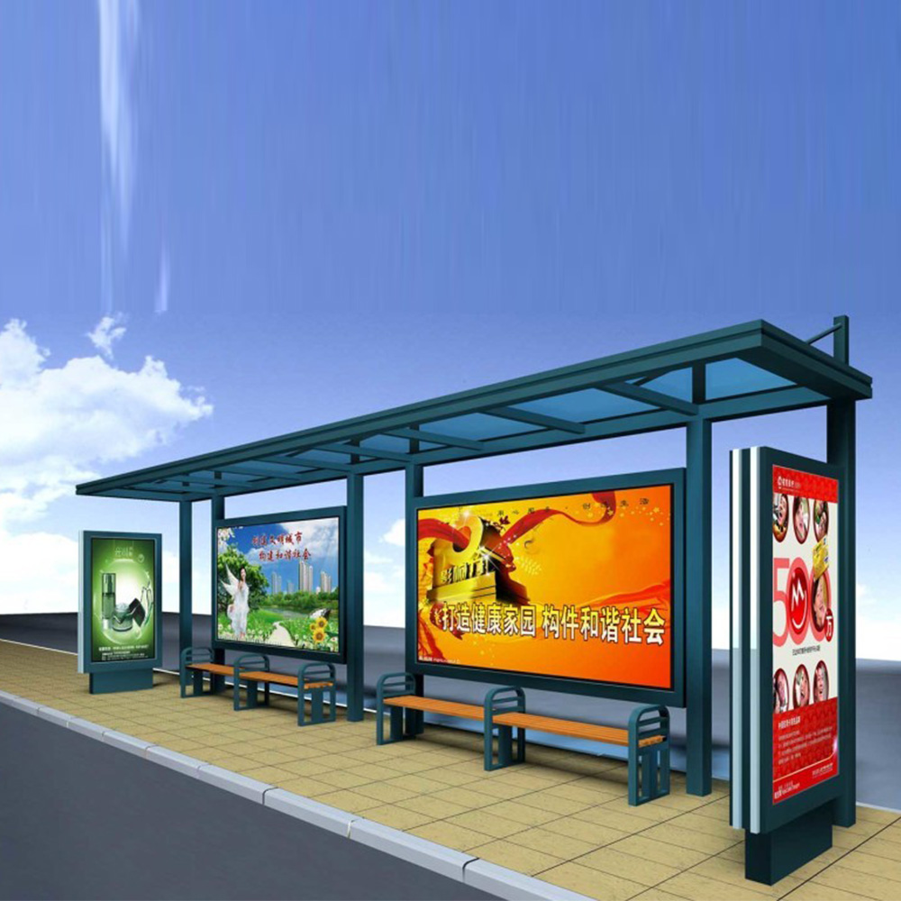 Outdoor street furniture Bus Stop Station with lightbox Bus Stop