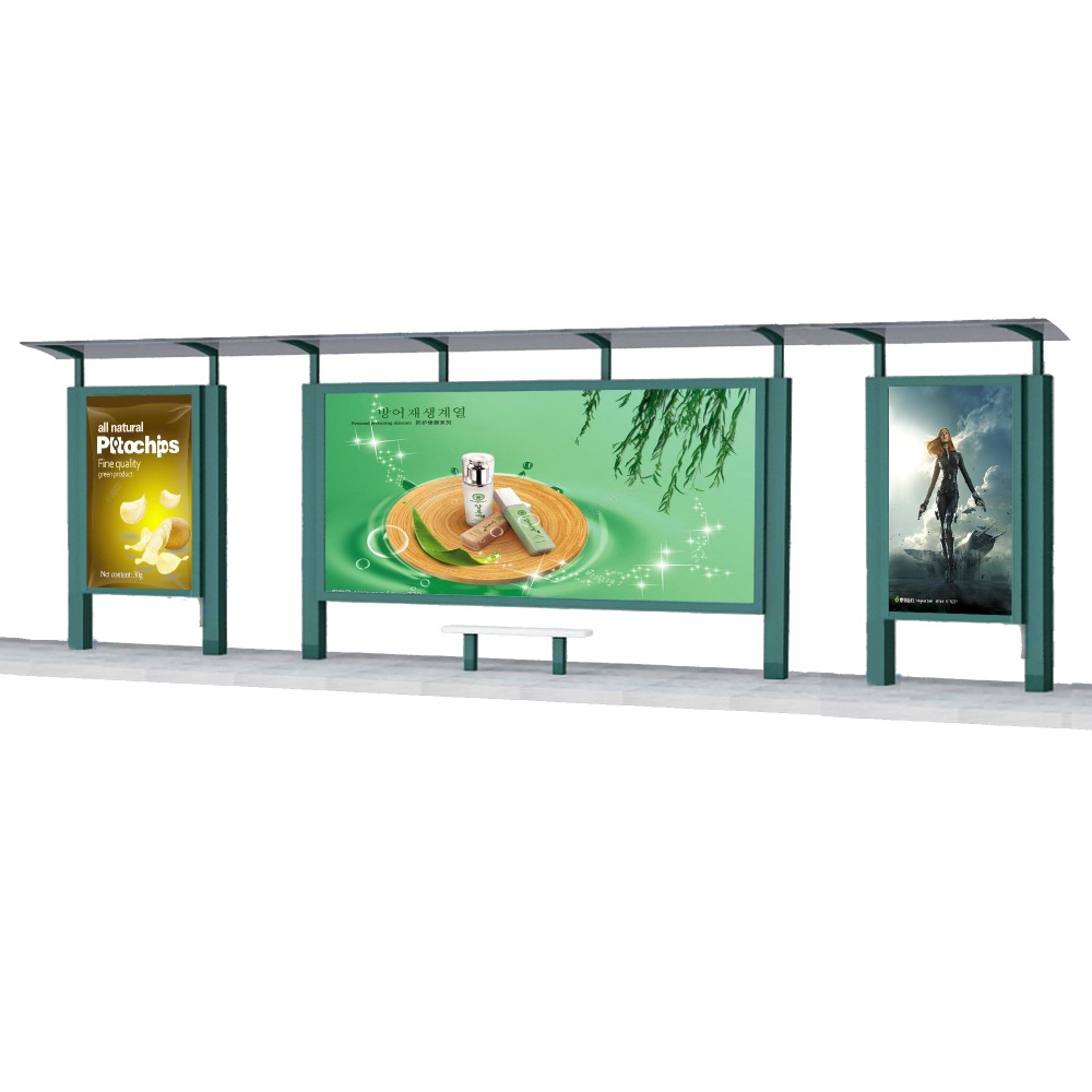 Outdoor Advertising Bus stop Shelter Steel Structure