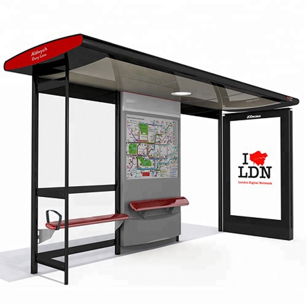 2020 hot sell bus stop bus shelter with outdoor led advertising light box