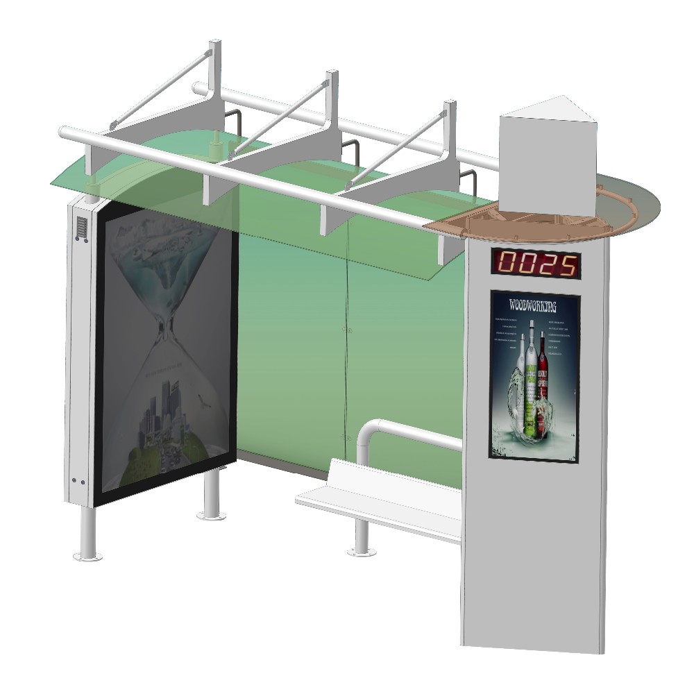 Metal prefabricated bus station shelters advertising bus stop shelter