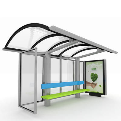 Good quality customized stainless steel bus stop shelter with bench